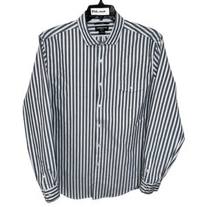 Claiborne Shirt Men’s Size XL Blue Grey Stripes Slim Fit Button Long Sleeve